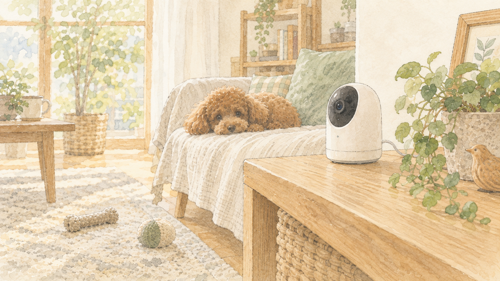 陽だまりのリビングと眠る犬