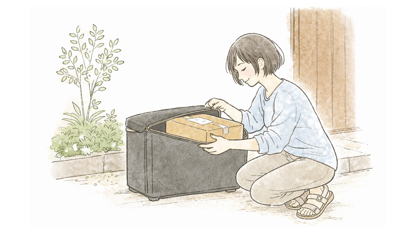 宅配ボックスから荷物を取り出すことり