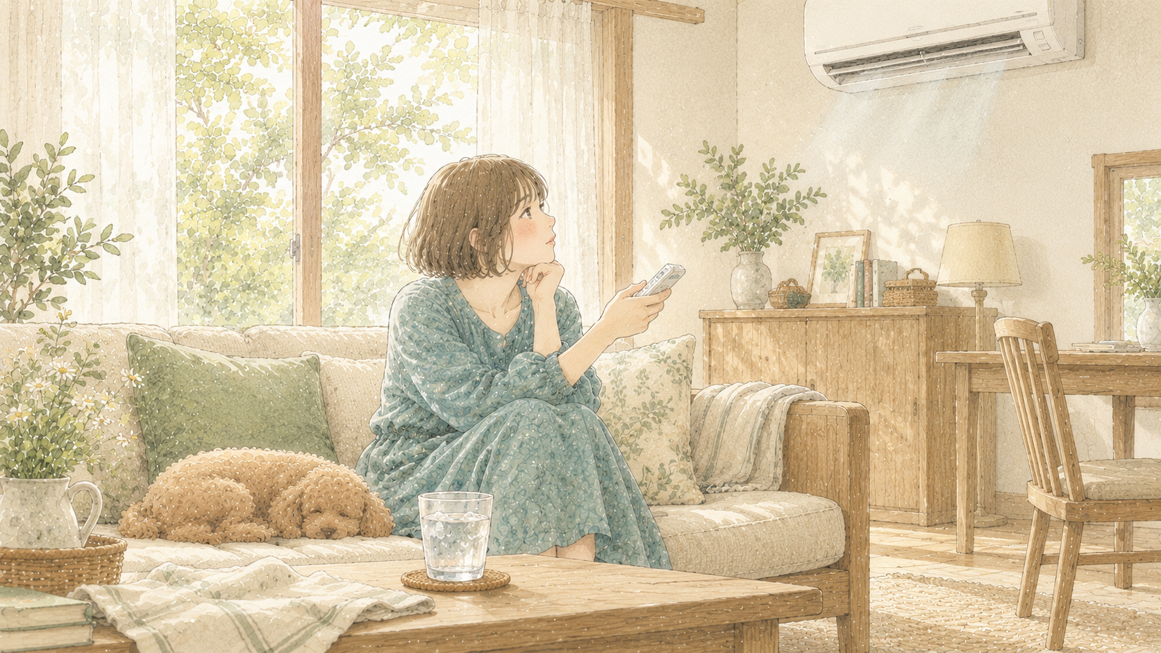 エアコンを見つめる静かな午後