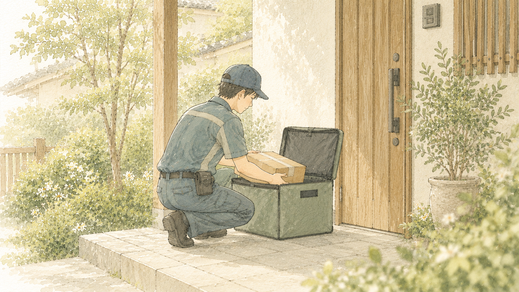 玄関先の穏やかな置き配