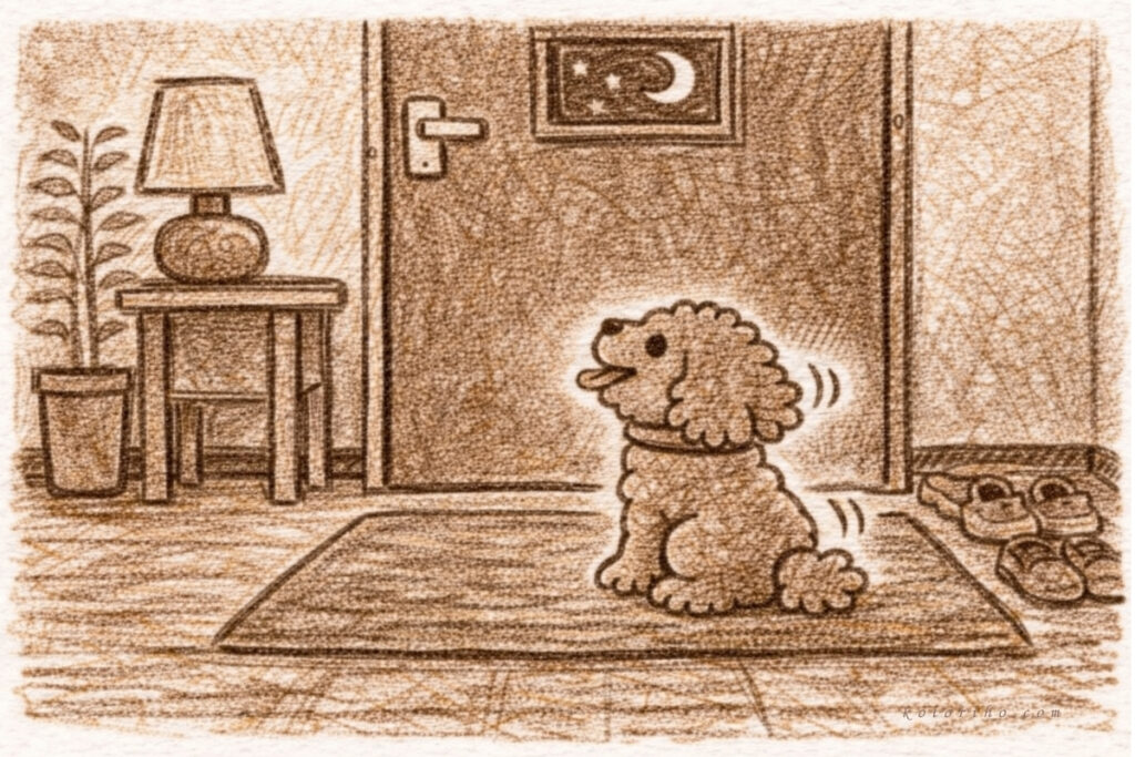 【ハルの絵日記】ぼくは玄関の音を聞いている