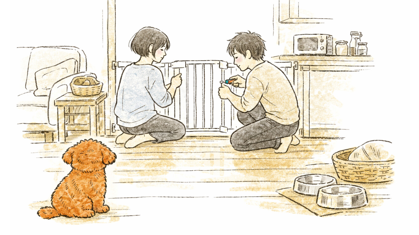ペットゲートを設置することりと兄ちゃん