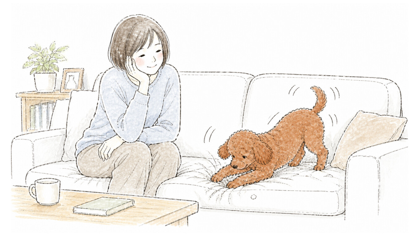 ハルがソファを掘り掘りしているのを見ていることり