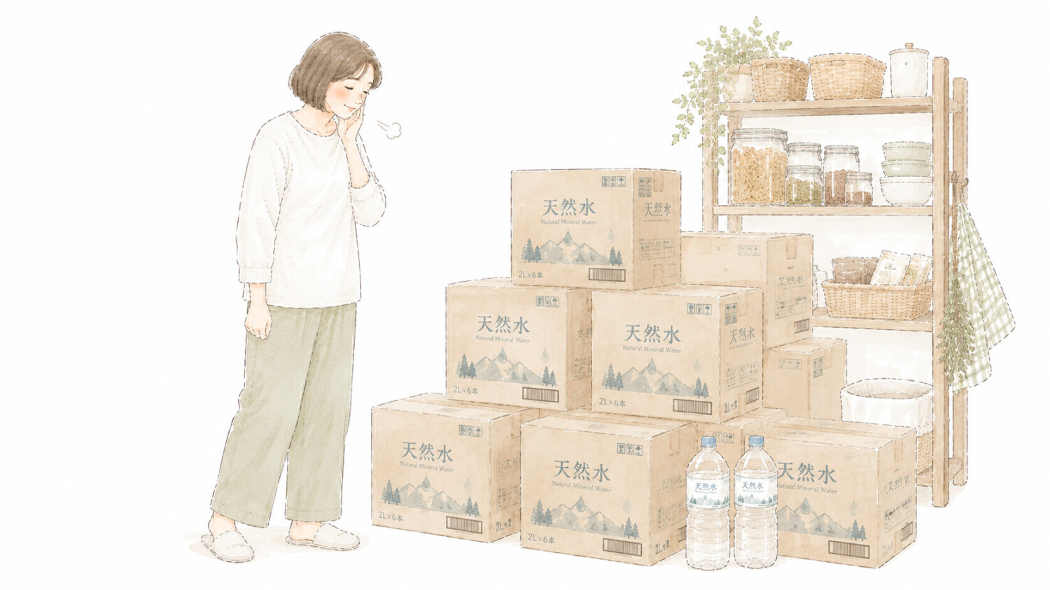 ストックヤードに余ったウォーターサーバーのお水