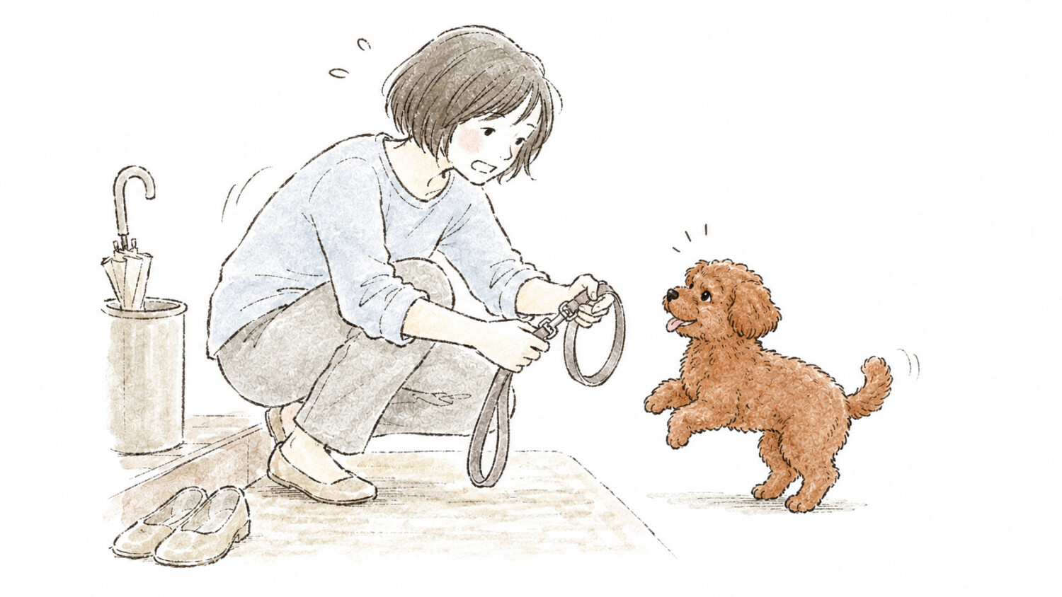 焦ってハルにリードをつけることり