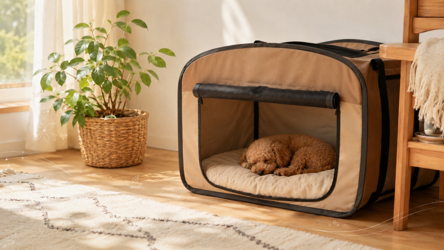 穏やかな日差しの中で眠る犬
