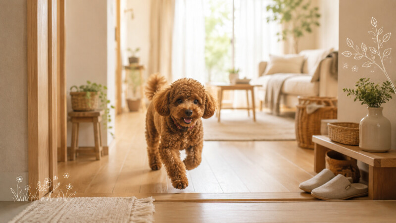 子犬が駆ける陽だまりの部屋